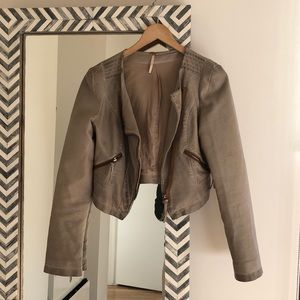 Free People Vegan Leather Cropped Leather Jacket